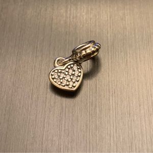~RETIRED~ Authentic Pandora Clear Pave Heart Dangle Charm